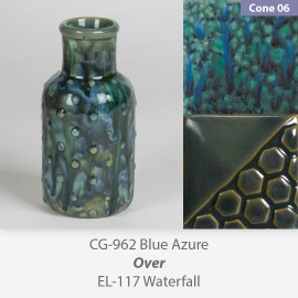 Blue Azure - CG962 over Waterfall - EL117 Glaze Combination Blue Azure - CG962 over Waterfall - EL117 Glaze Combination